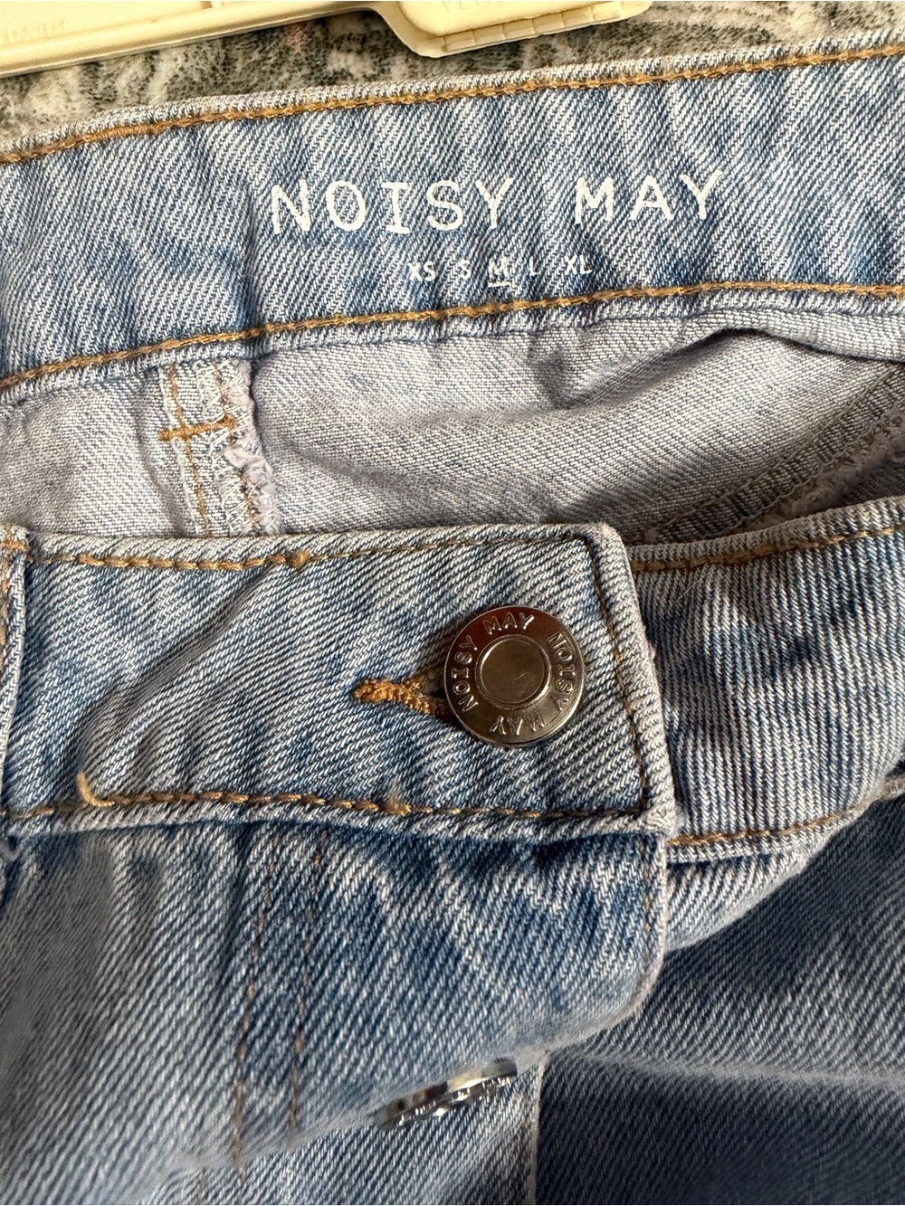 Noisy May Light Blue Denim Button-Front A-Line Skirt - Picture 6 of 7